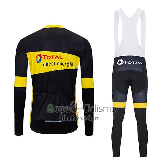 Direct Energie Ropa Ciclismo Culotte Largo 2019 Hombre Mangas Largas Negro AMarillo